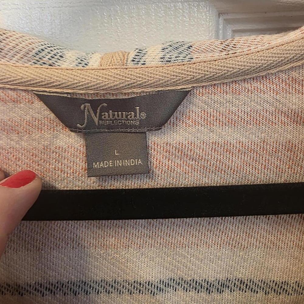 Naturale Reflections Women's Striped Cotton Hoodie Sweatshirt Large NWOT - Picture 2 of 8
